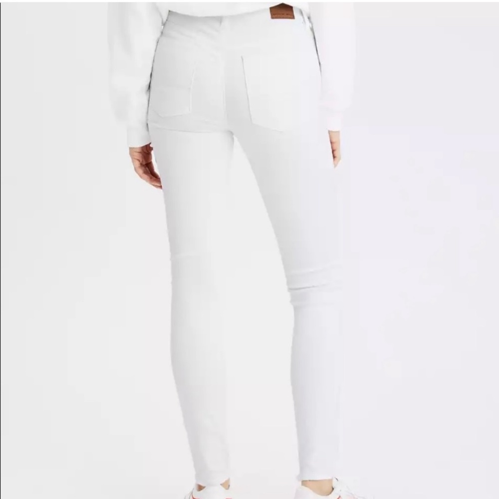 NWT [AEO] HIGH Distressed White American Eagle Frayed Ankle Jegging Jeans | 4